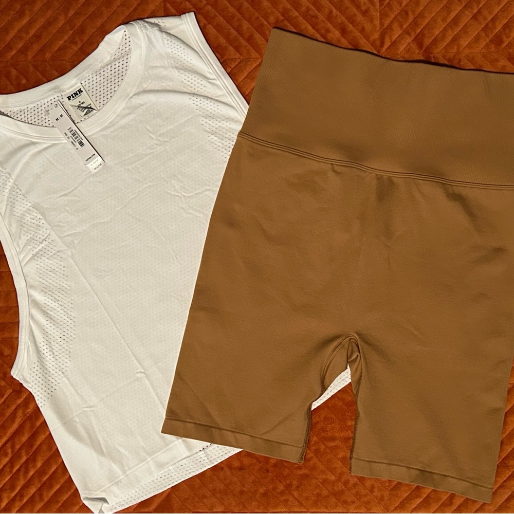 Victoria’s Secret bike shorts and jersey tank bundle size medium new